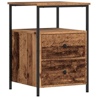 Nachtkastjes 2 st 34x35,5x50 cm bewerkt hout oud houtkleurig