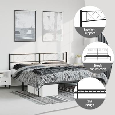 Bedframe met hoofdbord metaal zwart 183x213 cm