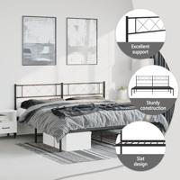 Bedframe met hoofdbord metaal zwart 183x213 cm - thumbnail