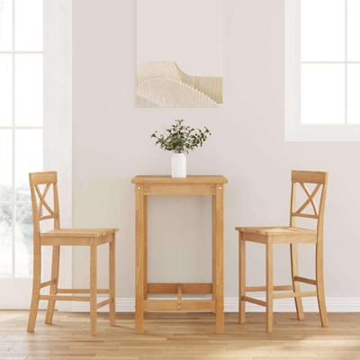 Barkrukken 2 stuks natuurlijk massief hout rubber