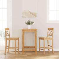 Barkrukken 2 stuks natuurlijk massief hout rubber - thumbnail