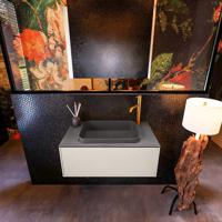 Badkamermeubelset Mondiaz Erin 80 cm met 1 Lade met RIDGE Wastafel Midden Dark grey met 1 kraangat Greeploos Mat Linen - thumbnail