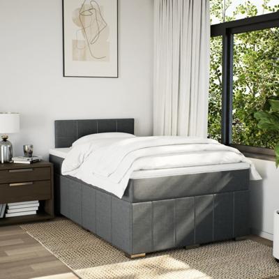 Boxspring met matras stof donkergrijs 120x200 cm - thumbnail