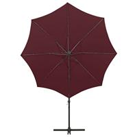 VidaXL Zweefparasol met paal en led-verlichting 300 cm bordeauxrood - thumbnail