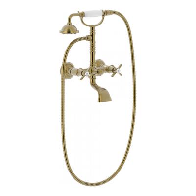 Douchemengkraan Tres Clasic 2 Kruisgreep Incl Handdouche met Steun Verouderd Messing Douchemengkraan Tres Clasic 2 Kruisgreep Incl Handdouche met Steun Verouderd Messing