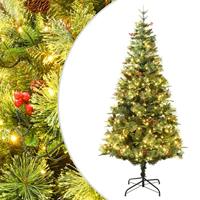 VidaXL Kerstboom met led en dennenappels 150 cm pvc en pe groen - thumbnail