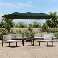 VidaXL Parasol dubbel dak met led 449x265 cm groen - thumbnail