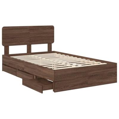 Bedframe met lade Bruine eik 120 x 200 cm Geconstrueerd hout
