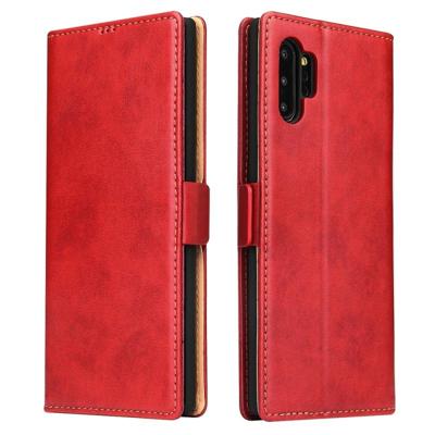 Voor Galaxy Note10 + dermis textuur PU + TPU horizontale Flip lederen draagtas met houder & kaartsleuven & portemonnee (rood)