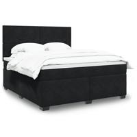 Boxspring met matras fluweel zwart 180x200 cm - thumbnail