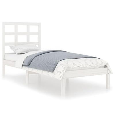 Bedframe massief hout wit 75x190 cm