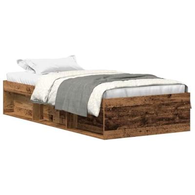 Bedframe zonder matras bewerkt 90x190 cm bewerkt hout oud