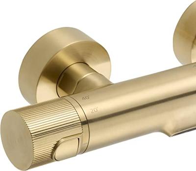 Ben Engraved Line badkraan met watervaluitloop thermostatisch geborsteld messing