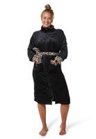 Badjas zwart met ritssluiting-s/m - thumbnail