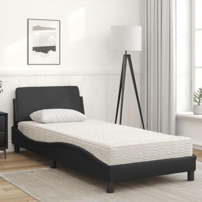 Bed met matras kunstleer zwart 80x200 cm