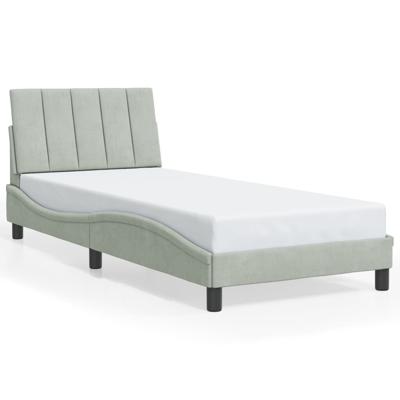 Bedframe zonder matras 90x190 cm fluweel lichtgrijs - thumbnail