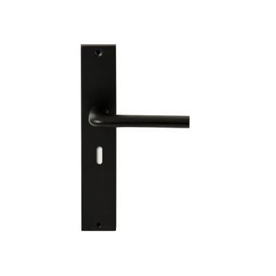 Hardbrass Deurkruk Samos op rechthoekig langschild sleutelgat 56mm - zwart Hardbrass Deurkruk Samos op rechthoekig langschild sleutelgat 56mm - zwart