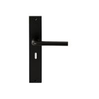 Hardbrass Deurkruk Samos op rechthoekig langschild sleutelgat 56mm - zwart - thumbnail
