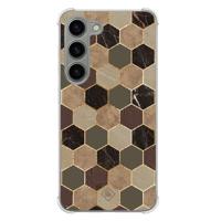 Samsung Galaxy S23 siliconen shockproof hoesje - Kubus groen bruin - thumbnail