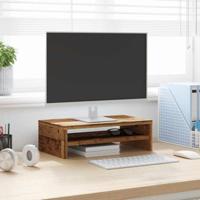 Monitorstandaard 42x24x13 cm bewerkt hout oud houtkleurig - thumbnail