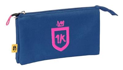 Pennenetui met 3 vakken Kings League 1k Blauw 22 x 12 x 3 cm