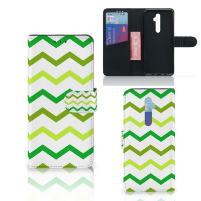 OPPO Reno 2Z Telefoon Hoesje Zigzag Groen OPPO Reno 2Z Telefoon Hoesje Zigzag Groen