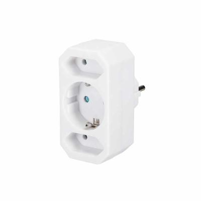 Combi Euro schuko verdeelstekker 2x euro 1x schuko stopcontact kleur wit