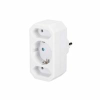 Combi Euro schuko verdeelstekker 2x euro 1x schuko stopcontact kleur wit - thumbnail