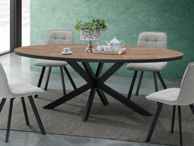 Ovale eettafel LANAKO 110x220 cm industriële eik