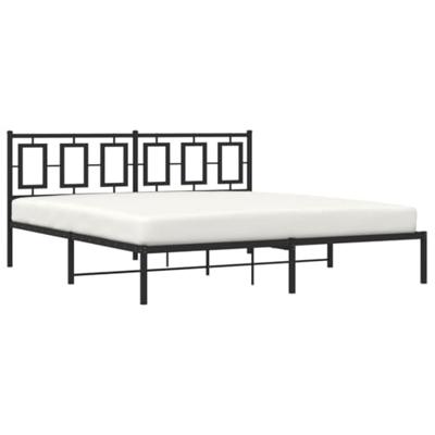 Bedframe met hoofdbord metaal zwart 183x213 cm Bedframe met hoofdbord metaal zwart 183x213 cm