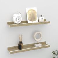 Wandschappen 2 st 40x9x3 cm wit sonoma eikenkleurig - thumbnail