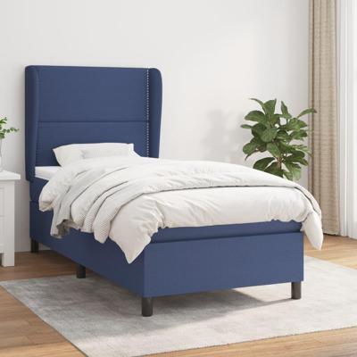Boxspring met matras stof blauw 100x200 cm