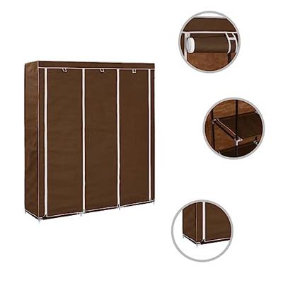 Kledingkast met vakken en stangen 150x45x175 cm stof bruin