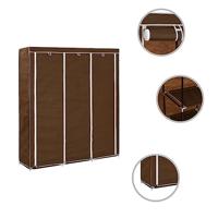 Kledingkast met vakken en stangen 150x45x175 cm stof bruin - thumbnail