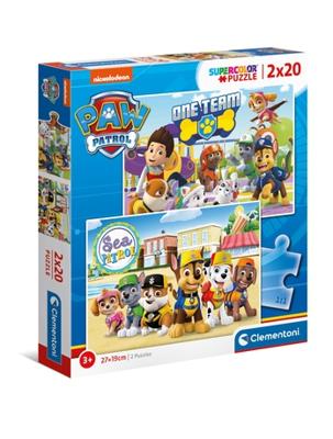 Clementoni legpuzzel super color paw patrol, 2x20st.