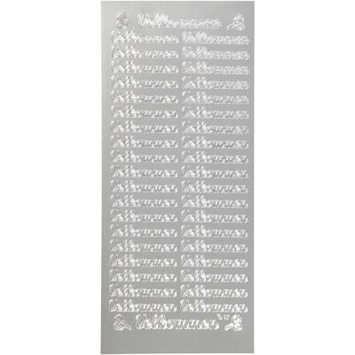 Creativ Company Stickers, velkommen, vel 10x23 cm, zilver, 1 vel