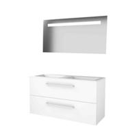 Basic-Line Economic 46 Badkamermeubelset - 120 x 46 cm - Met Grepen - 4 Lades - Acryl Wastafel - Zonder Kraangat - Spiegel met LED Verlichting - Ice White - thumbnail