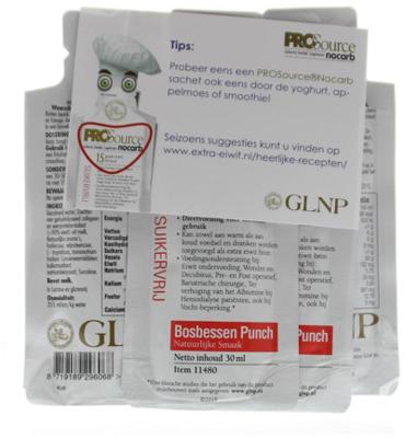 Prosource Nocarb Bosbes 15g Eiwit Zakje 1x30ml