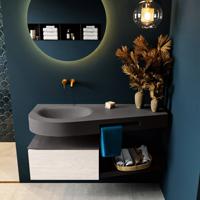 MONDIAZ RIVA 120cm badmeubel onderkast / planchet kleur Underlayment met 1 lade. Wastafel DULCET links 0 kraangaten kleur Dark_Grey. - thumbnail