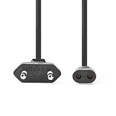 Nedis Stroomkabel | Euro Male | IEC-320-C1 | Recht | Recht | Vernikkeld | 2.00 m | Gekruld | PVC | Zwart | Label - CEGL11062BK20