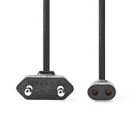 Nedis Stroomkabel | Euro Male | IEC-320-C1 | Recht | Recht | Vernikkeld | 2.00 m | Gekruld | PVC | Zwart | Label - CEGL11062BK20 - thumbnail