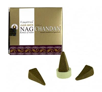 Golden Nag Chandan Wierookkegels (1 pakje)