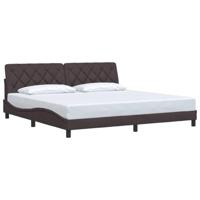 Bedframe zonder matras stof donkerbruin 200x200 cm - thumbnail