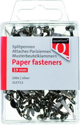 Splitpen Quantore blister 19mm zilver 100 stuks Splitpen Quantore blister 19mm zilver 100 stuks