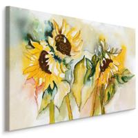 Schilderij - Zonnebloemen, 5 maten, Premium print op canvas - thumbnail