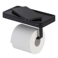 Geesa Frame toiletrolhouder met planchet zwart - thumbnail