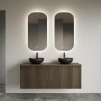 Toilet Spiegel Gliss Design Notus 50x100 cm Verticaal Incl. Spiegelverwarming en Indirect LED-verlichting Rondom - thumbnail