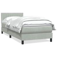 Boxspring met matras fluweel lichtgrijs 90x220 cm - thumbnail
