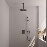 BRAUER Stripe Thermostatische Inbouw Regendouche - 3-weg - rechthoekig - 25cm douchekop - plafondarm - staaf handdouche - doucheslang - geïntegreerde glijstang - gunmetal geborsteld PVD 5-GM-405 - thumbnail