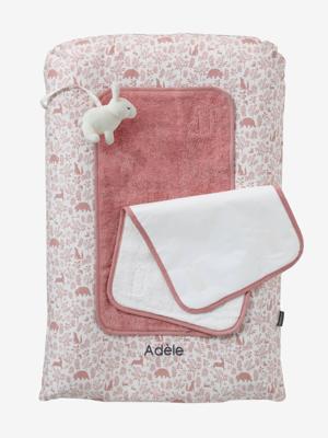 Verschoonkussen + 2 verschoonmatten IN HET BOS oudroze Verschoonkussen + 2 verschoonmatten IN HET BOS oudroze